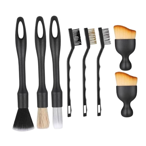 Magideal - Cepillos De Detalle Del Automóvil 8Pcs Tamaños De Cabezales Múltiples Portátiles Para Accesorios De Cuidado De Automóviles Multipropósito Múltiples