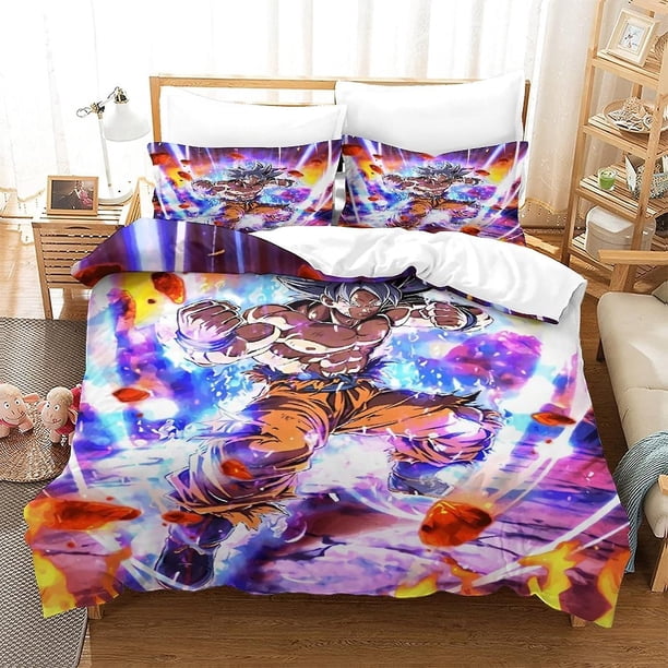 Juego De Funda Nórdica Con Estampado 3d De Goku Saiyan Fundas De Cama Con Cremallera Juego De 3 Piezas Suave Y Fácil De Cuidar Para Jóvenes Niños Y Adultos