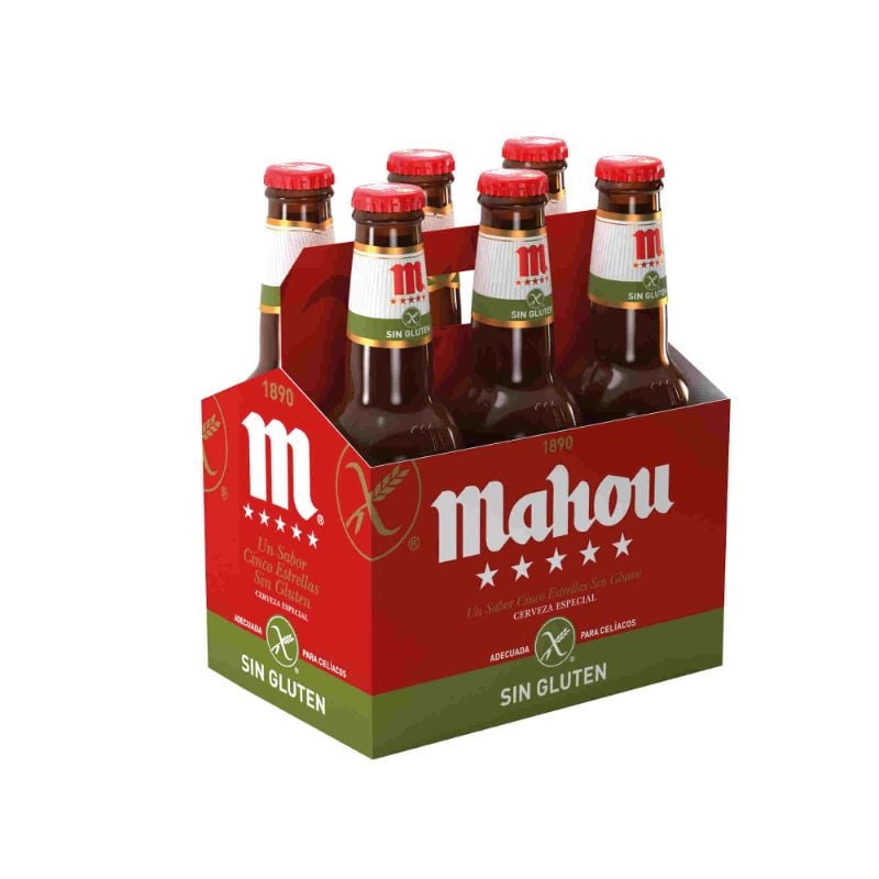 Cerveza Sin Gluten Cinco Estrellas 5.5° Pack 6 Botella 330 ml Mahou