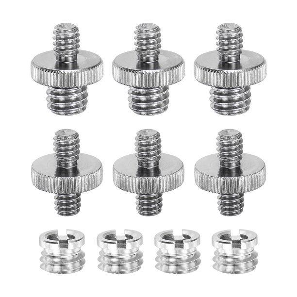 Conjunto de Montaje de Tornillo para Cámara Uxcell, Tornillo de Doble Extremo de 1/4 Pulgada, Adaptador de Trípode, Monopié, Luz de Flash