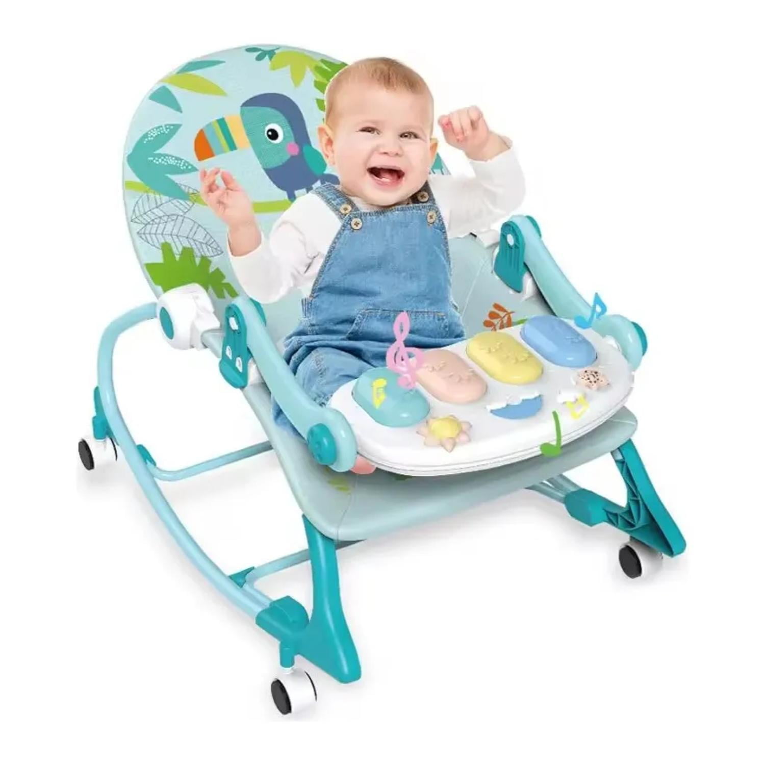 Genérico - Silla Mecedora 2 En 1 Gimnasio De Bebe Celeste Interactiva