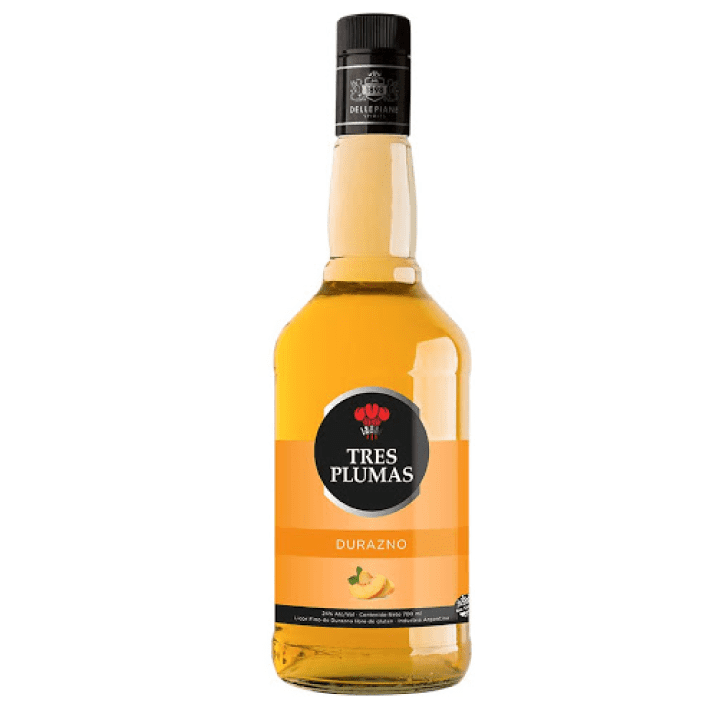 Licor Tres Plumas Licor De Durazno 24° 700cc