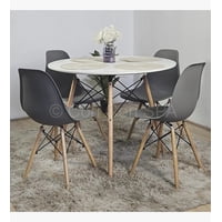Cori Cori - Juego De Comedor Mesa Eames Blanca 100Cms + 4 Sillas Eames Gris
