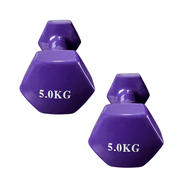 Par de Mancuernas 5kg c/u Total 10kg Hexagonales de Vinilo