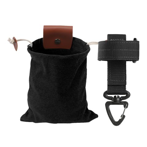 Magideal - Bolsa Con Cordón Plegable Pouch Con Cordón Y Hebilla Cinturón De Almacenamiento Bolsa De Recolección Bolsa Herramienta De Material Cuero Para A Negro