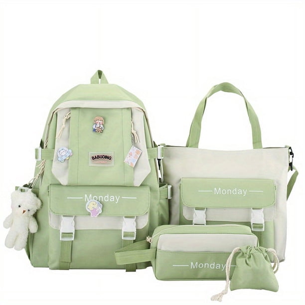 4-Piece Simple & Stylish Backpack Set - Perfect for School & Everyday Use!