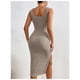 thumbnail image 5 of Vestido Ajustado Largo Tejido Canale Cuello En V, 5 of 6