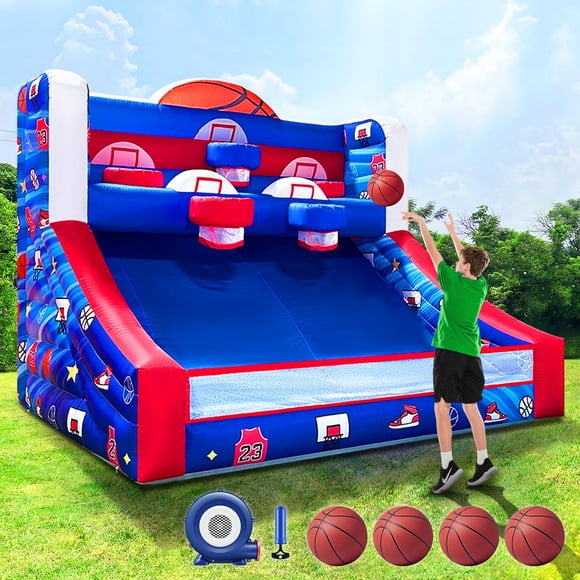 Aro inflable de baloncesto GR8FUN de 13 pies con 5 aros y ventilador de 480 W, 110 V