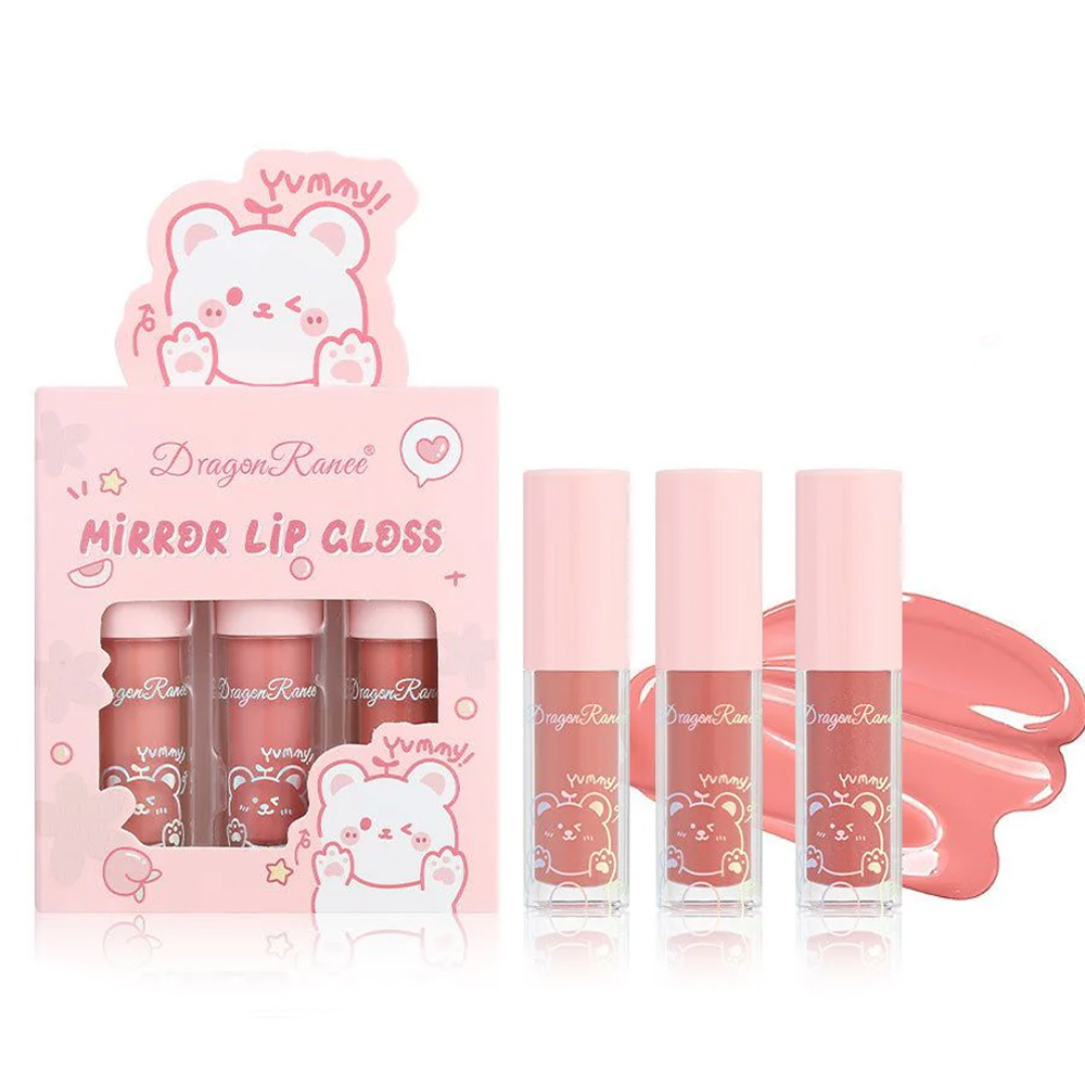 Newkylie - Kit 3 Labial Liquido Lip Gloss Mirror Oil Larga Duración