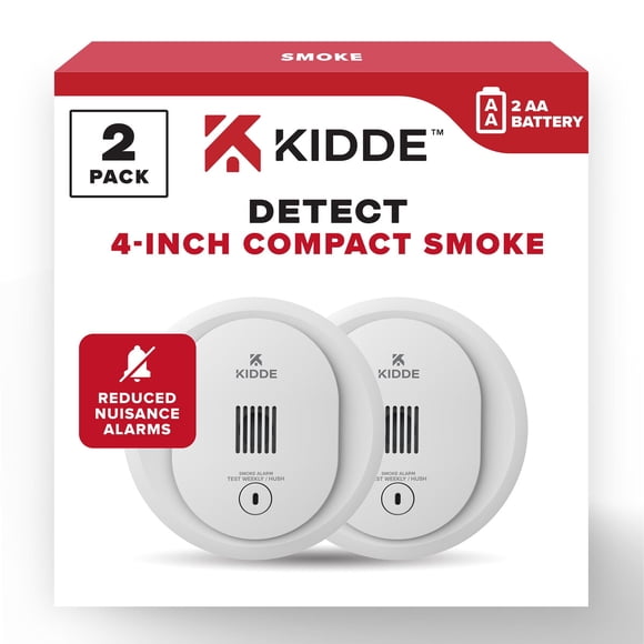 Detector de humo Kidde de 4 pulgadas fotoeléctrico 85 dB Pack de 2