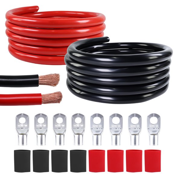 Cable de batería SUNNAREPOON 3/0 AWG 3,6 m negro/rojo