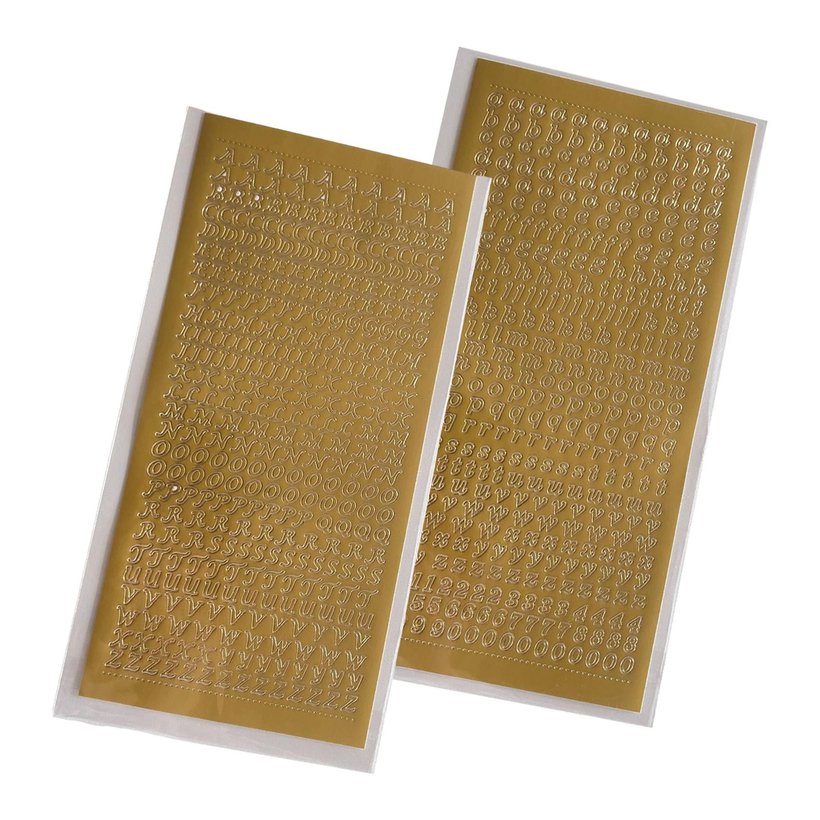 Magideal - 2 Hojas De Pegatinas Para Álbumes De Recortes, Letras De Números Del Alfabeto Para Tarjetas De Regalo, Proyectos De Bricolaje , Oro