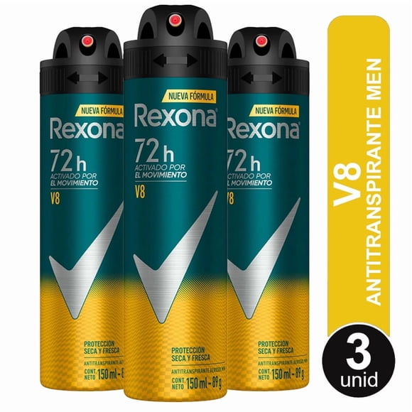 Pack Desodorante Rexona V8 Spray X3 unid