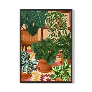 Creango - Cuadro Poster Enmarcado Jardin Con Plantas Decorativo
