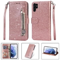 Funda Para Foxdock Elegante Funda Samsung Galaxy S23 Ultra Glitter Con Cremallera-Ideal Para El Uso Diario