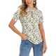 thumbnail image 1 of GRACIA Y GRANDEZA Blusa Floral Casual de Manga Corta con Volantes y Lazo para Mujer Verde S, 1 of 6