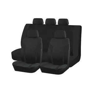 Genérico - Set Funda Cubre Asiento 9 Piezas Tela Poliéster Negro