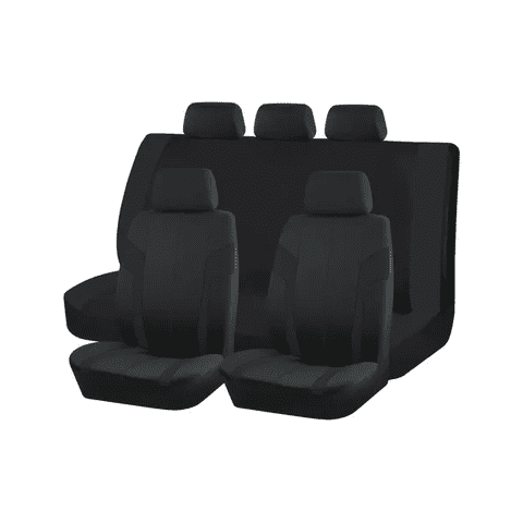 Genérico - Set Funda Cubre Asiento 9 Piezas Tela Poliéster Negro