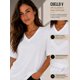 thumbnail image 2 of Polera Cuello V 100% Algodon Manga Corta Basicas Estampar Blanco M-l Lisa, 2 of 3