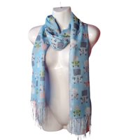 Mh - Bufanda, Pañuelo, Diseño De Gatitos, Primavera/Verano Color Celeste