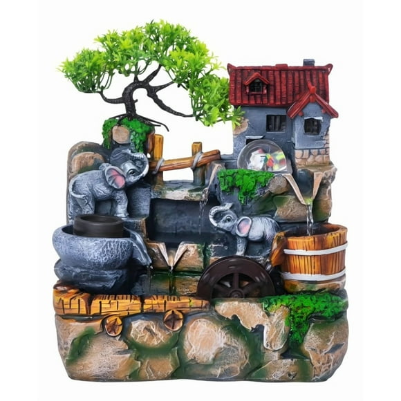 Fuente Agua Elefantes Adorno Mesa Decorativo Hogar Jhn