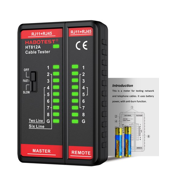 Comprobador de cables de red HABOTEST HT812A RJ45, puerto RJ11, 60 V