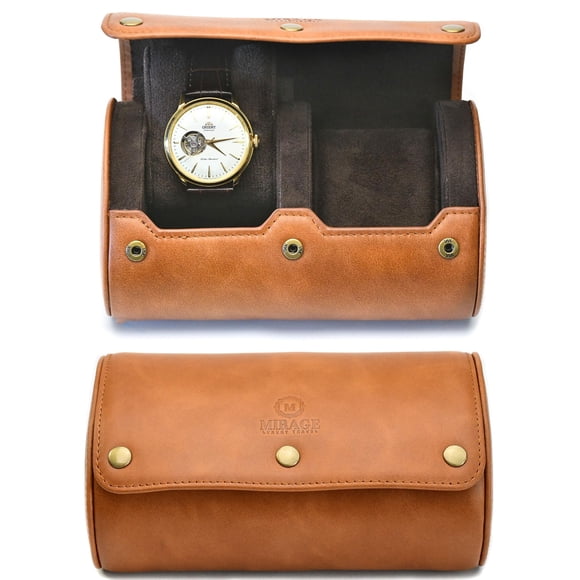 Estuche de viaje para relojes M Mirage Luxury 2 compartimentos cuero marrón