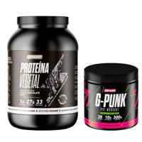 Gohard - Proteina Vegetal 33 Serv. 1Kg Chocolate Coco & Pre Entrenamiento G-Punk 30 Serv