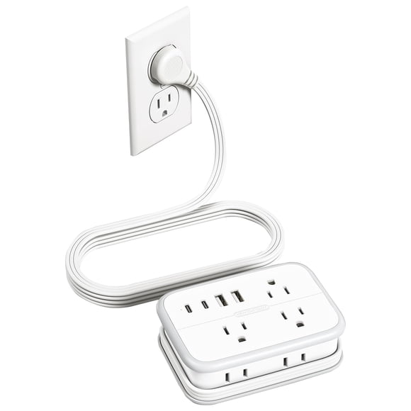 Regleta de alimentación NTONPOWER Travel, 6 enchufes y 4 puertos USB, color blanco