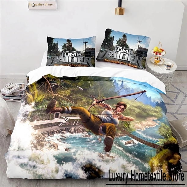 Game Tomb Raider Bedding Set Boys Girls Size Duvet Cover Pillowcase Bed Kids Adult Home Textile Bed Sheets