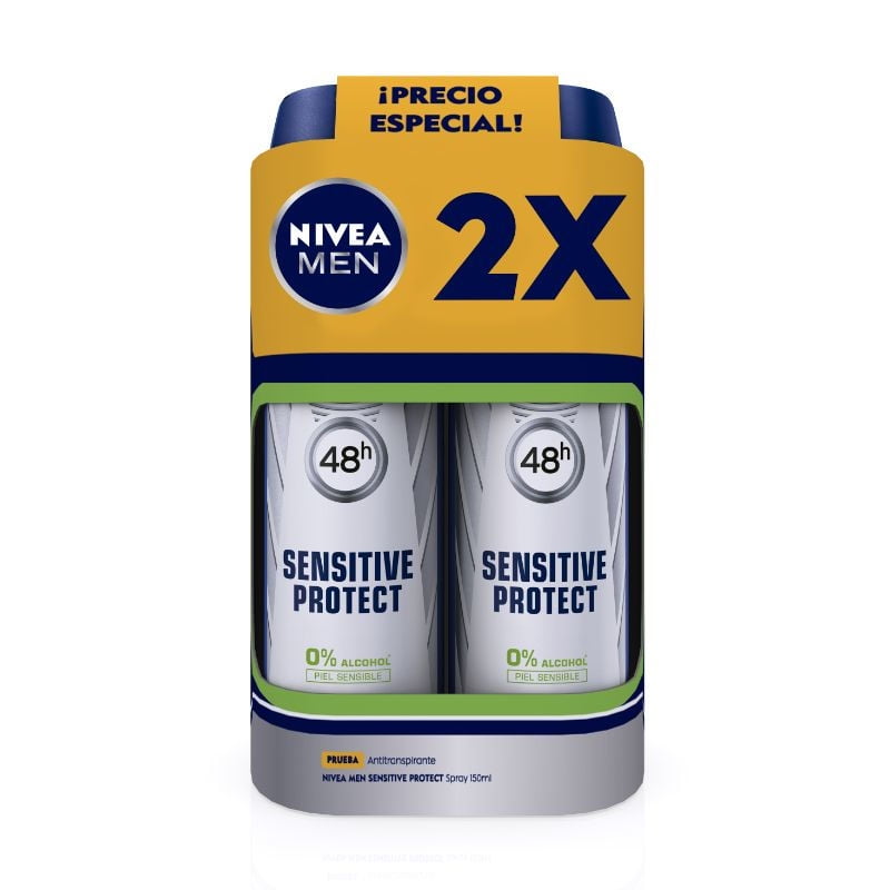 Desodorante Hombre Spray Sensitive Protect Pack 2 2 Un de 150 ml c/u Nivea