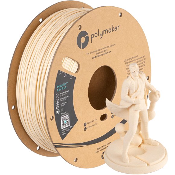 Filamento para impresora 3D POLYMAKER PolyLite LW-PLA blanco 0,8 kg
