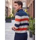 thumbnail image 3 of INSPIRE CHIC Suéter de Hombre a Rayas con Cremallera Cuarto de Manga Larga Pullover Sudadera S Rojo Azul Marino, 3 of 5