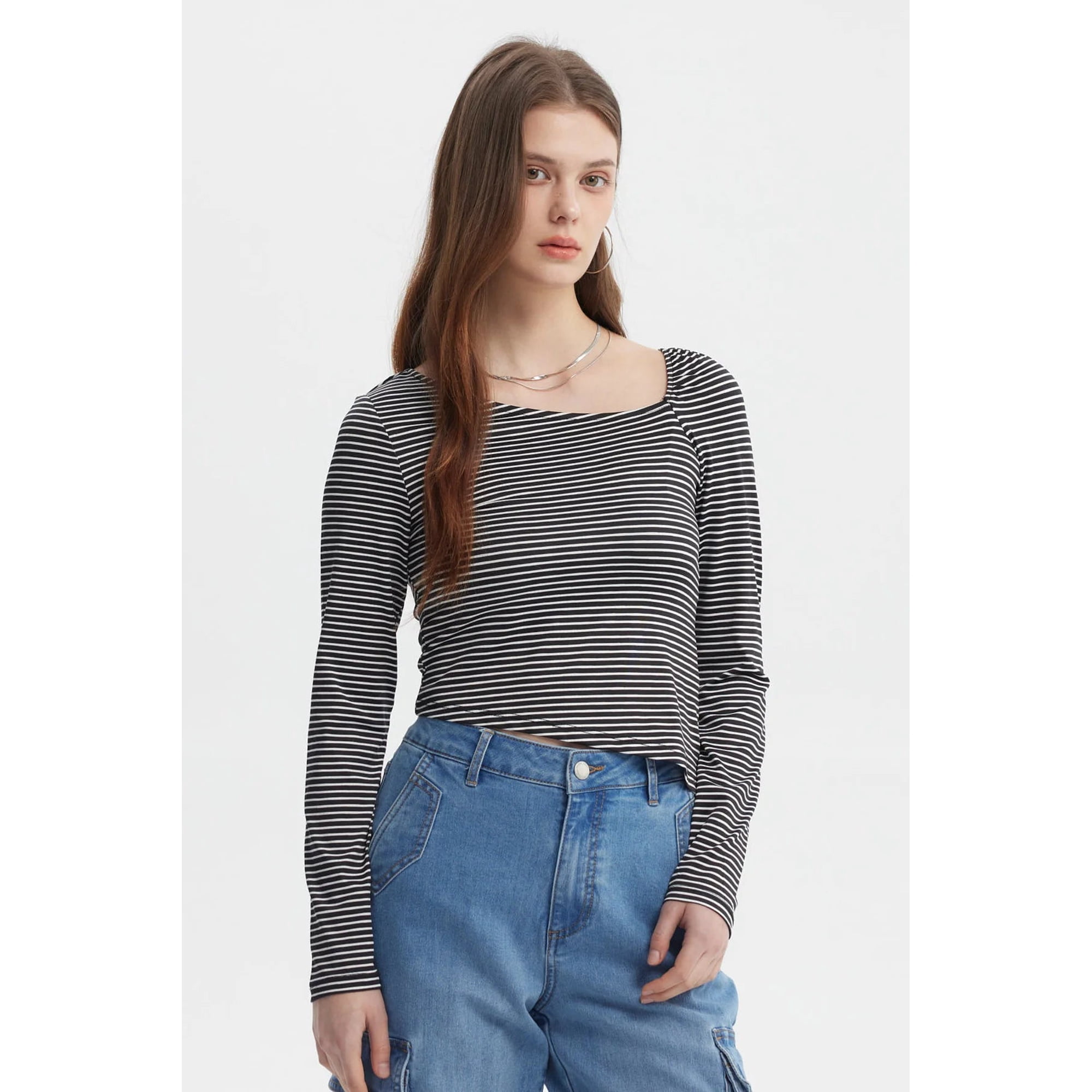 Fashionspark - Polera Mujer Asimétrica Rayas Negro