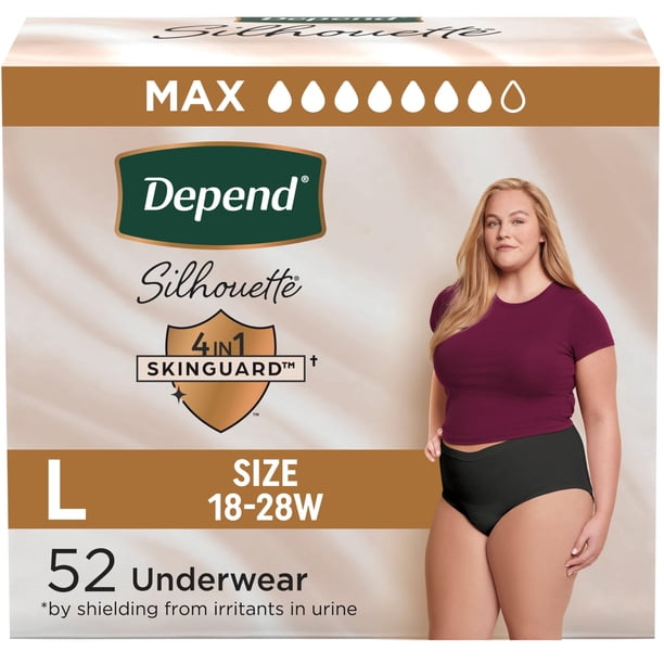Ropa interior para incontinencia Depend Silhouette para mujer, talla grande, 52 unidades
