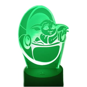 Lelumania - Lampara Ilusion 3D Baby Yoda De 7 Colores, Base Touch