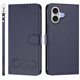 thumbnail image 2 of Funda de Cuero Tipo Billetera para Apple iPhone 17 de 6.3", con Tarjetero, Pulsera, Soporte a Prueba de Golpes con Relieve de Patrón Feliz, Funda para Teléfono, Azul, For iPhone 17, 2 of 8