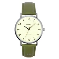 Reloj Casio Standard Analog Green Leather Strap White Dial Quartz Mtp-Vt03L-7B Men'S Watch
