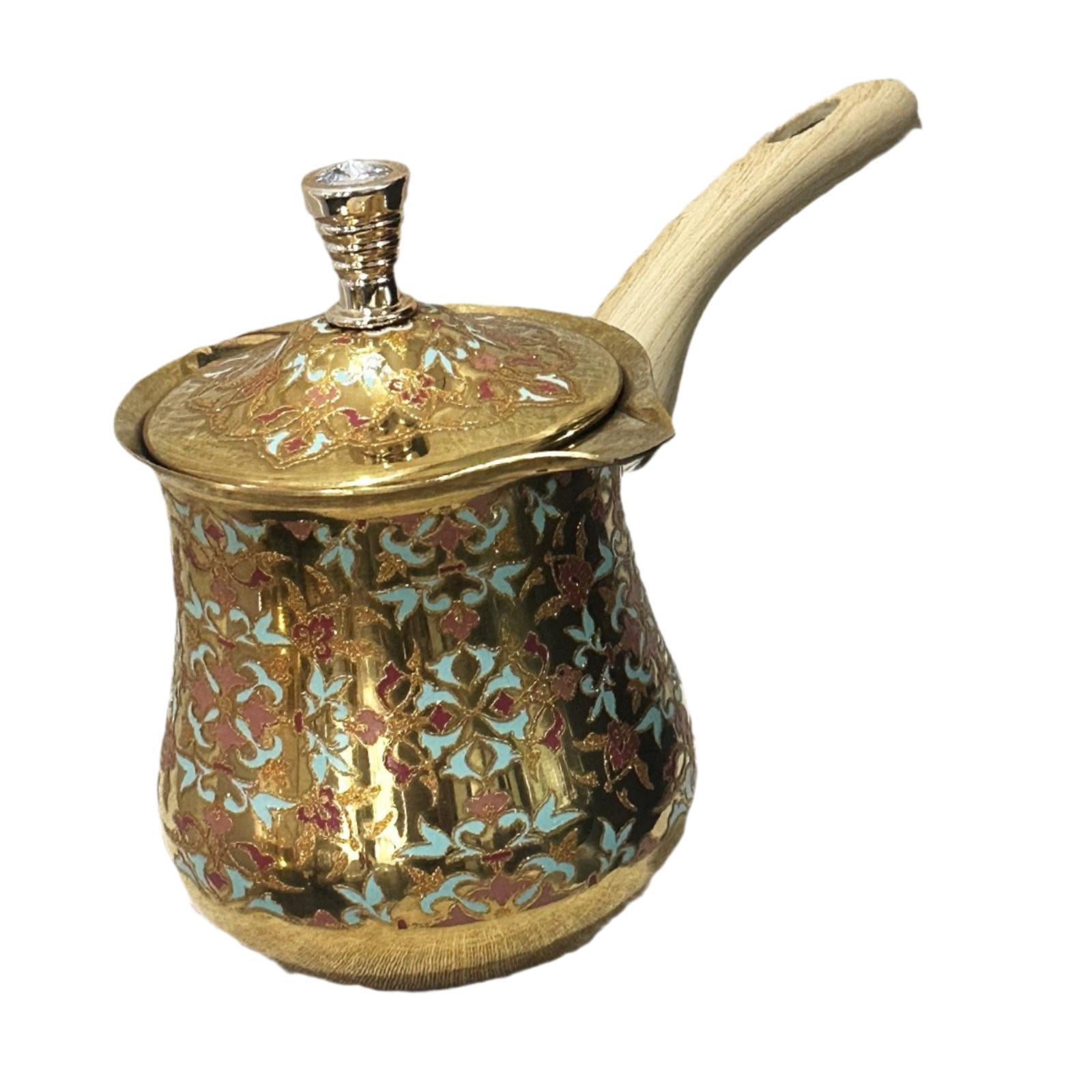 Magideal - Jarra De Fusión Para Café Turco, Tetera Con Mango Largo, Hervidor De Agua Resistente A La Oxidación, Multiusos Con Tapa, Calentador De Leche, Hervidor 550ml