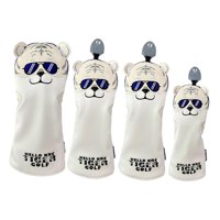Ioensy - 4X Golf Wood Head Covers Club Headcover Con Etiqueta De Número Intercambiable Gris