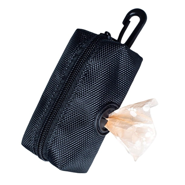 Dispensador portátil de bolsas para caca de perro con clip, soporte para bolsa de caca de con correa, bolsa de almacenamiento para mascotas Negro