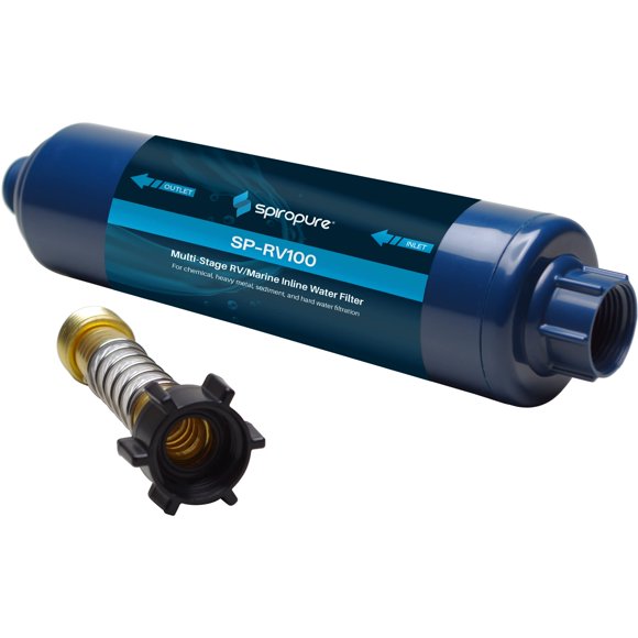 Filtro de agua SpiroPure Multi-Stage RV Marine con protector de manguera