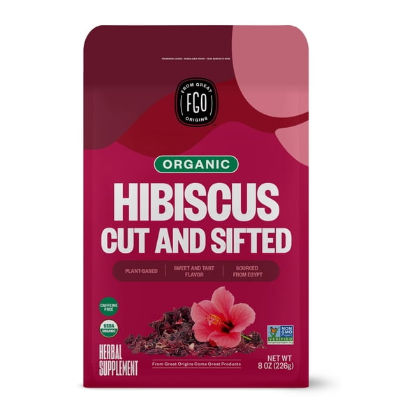Flores de Hibisco Orgánicas FGO Cortadas y Tamizadas para Té Suelto 226 g