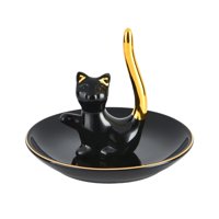 Magideal - Soporte Para Anillos De Gato, Bandeja De Joyería, Animales, Soporte De Joyería De Cerámica, Bandeja Para Llaves De Entrada Para Collar, Aniversario De