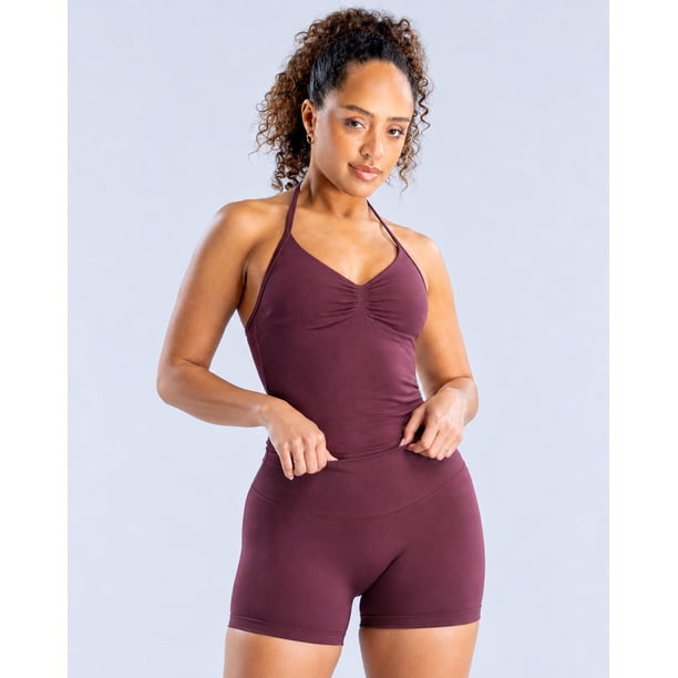 Conjunto Deportivo Para Mujer Short Tiro Alto Y Top Largo Impact