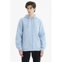 Fashionspark - Polerón Hombre Full Zipper Basico Celeste Oscuro