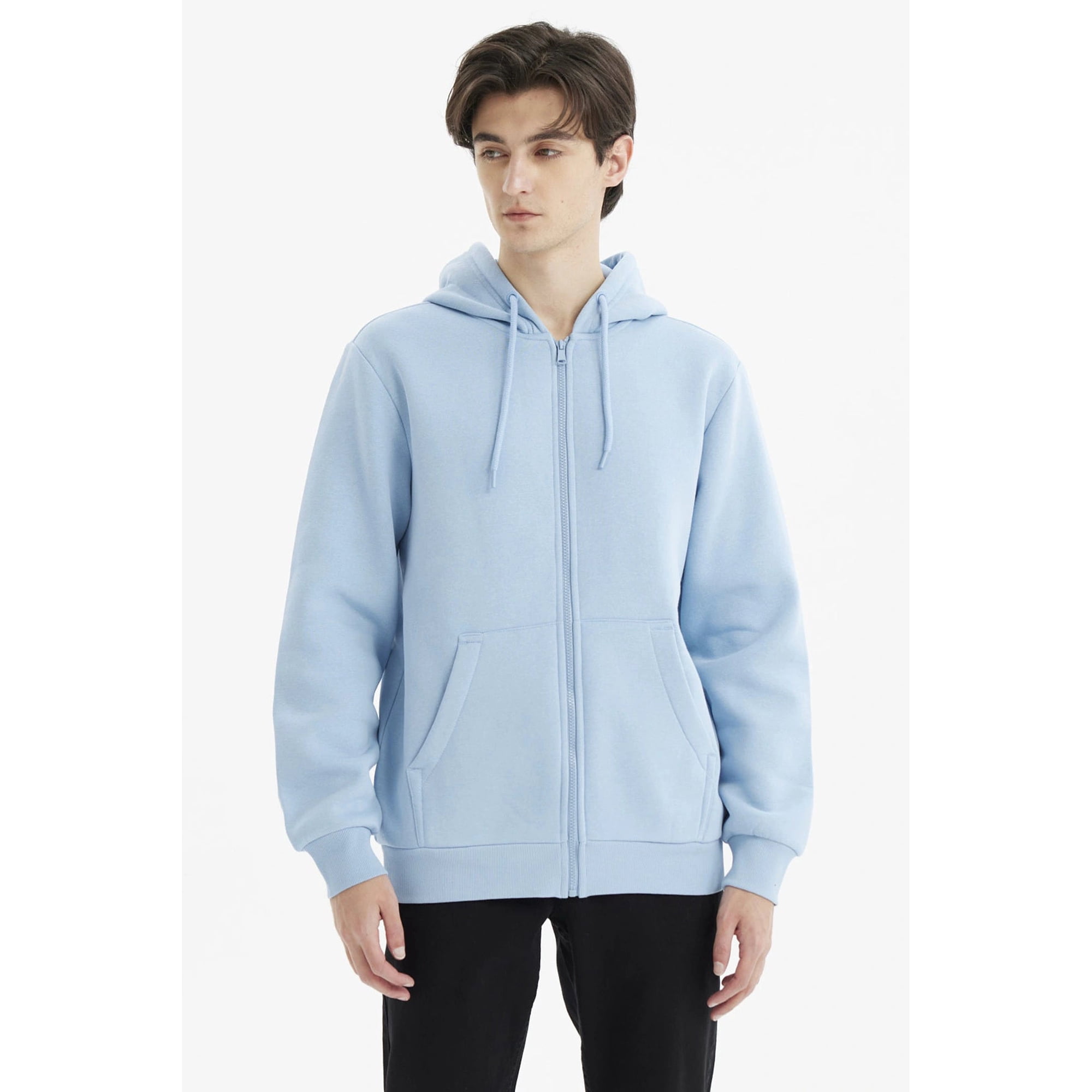 Fashionspark - Polerón Hombre Full Zipper Basico Celeste Oscuro