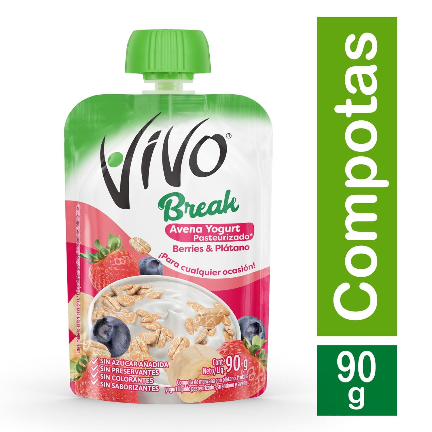 Compota Vivo Break Avena Berries Plátano