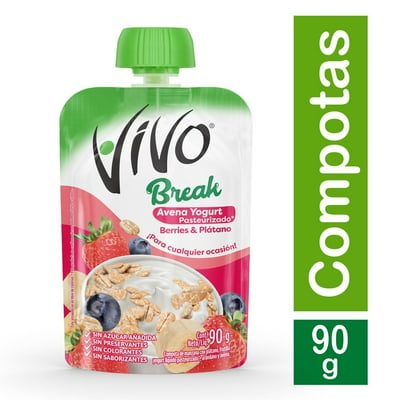 Compota Vivo Break Avena Berries Plátano
