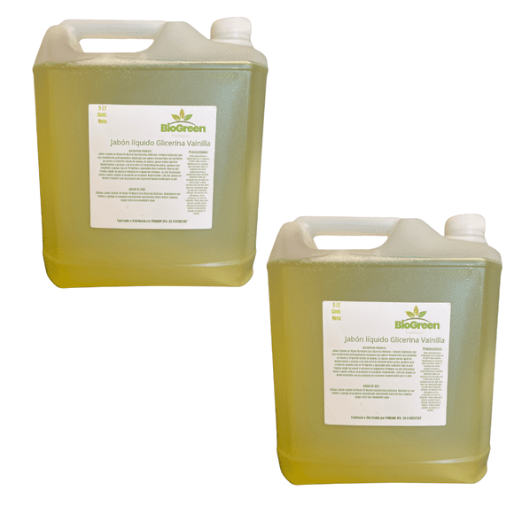 Jabon Liquido Neutro Glicerina BioGreen Vainilla 5 Litros 2 Unidades